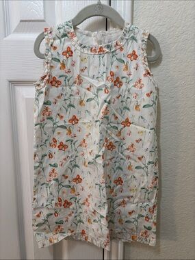 Baby CZ White Dress with Orange Floral Print